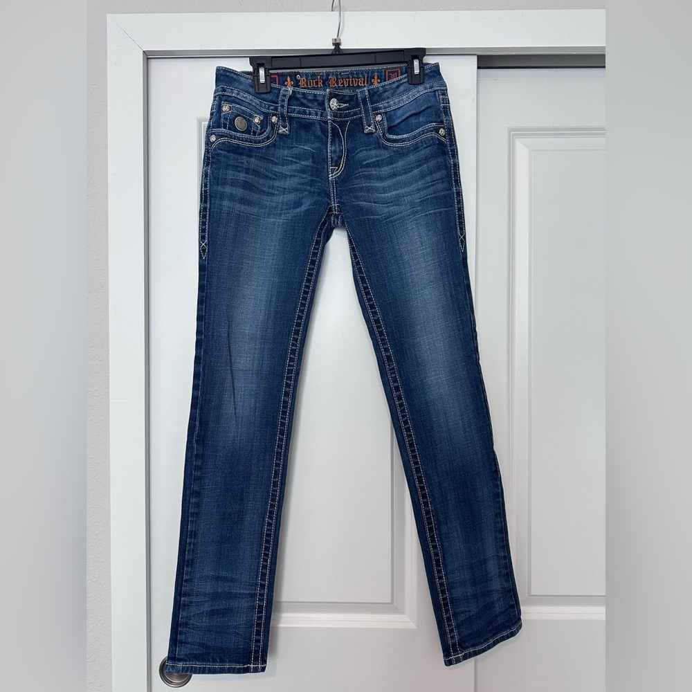 Rock Revival Blue Straight Leg Jeans Classic Style